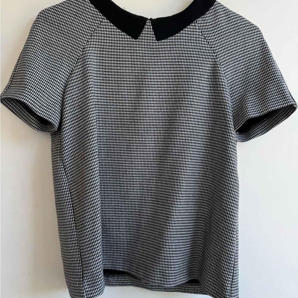 Zara Classic Black and White Houndstooth Women's Top